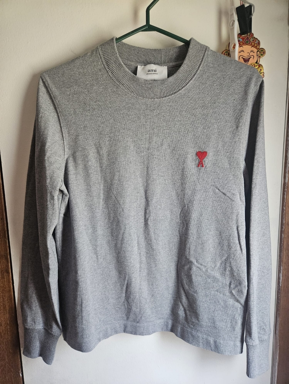 Ami Alexandre Mattiussi Gray Crewneck with Red Heart